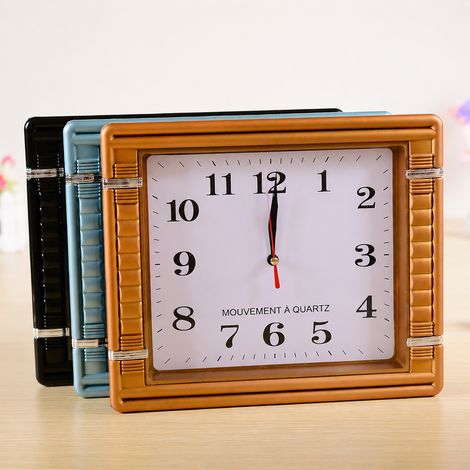Horloge Murale Rectangulaire 10 Pouces Coloris Assortis Plastique et Verre Mouvement Électronique Salon Entrée 430 g – Livraison gratuite (1/5)