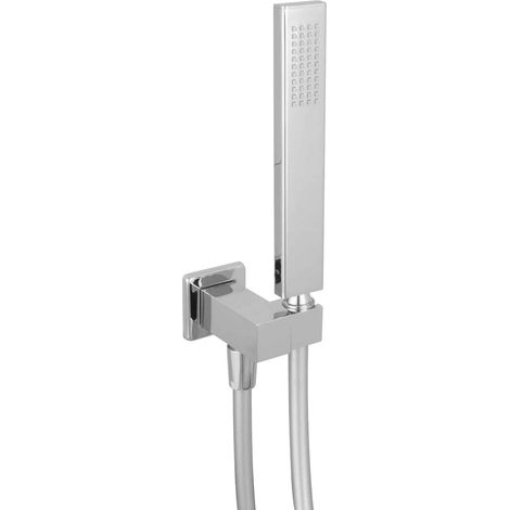 Ensemble de douche PaulGurkes avec douchette carrée en laiton et flexible