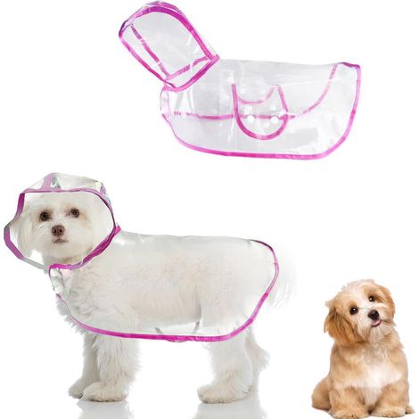 1 Imperméable Chien Capuche Transparent, Léger Pliable, Protection Pluie Vent, Petit Moyen Chien Rose M