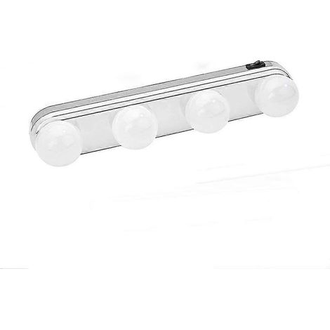 Lampe de miroir, éclairage de maquillage frontal, applique murale, lampe photo frontale pour salle de bain avec 4 ampoules LED et ventouses puissantes (1/4)