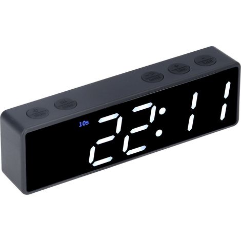 Minuteur d'entraînement LED Numérique Chronomètre Multifonctionnel Horloge de Bureau pour Chambre Salle de Sport (Cadre Noir Affichage Vert Blanc) (1/5)
