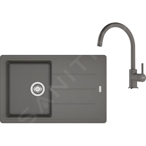 Franke - Set de cuisine G279ŠK, évier en fragranit BSG 611-78 + robinet FC 6018.084, gris pierre 114.0700.809 (1/4)