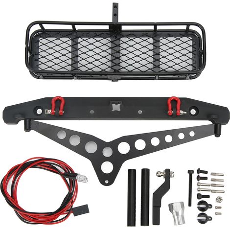 Pare-chocs arrière en alliage d'aluminium RC avec kit LED remorque pour TRX‑4 SCX10 90046 SCX10III 1/10 voiture (1/5)