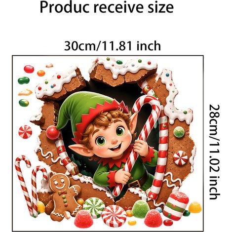 Sticker mural de toilette créatif avec un lutin de Noël - Décoration de siège de toilette sur le thème de Noël - JT6035 (3028cm)