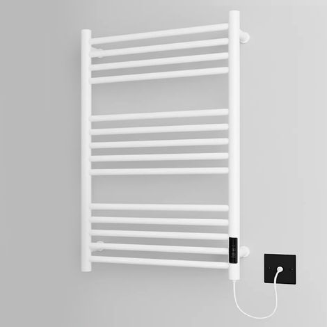 Belfast  Dry Electric White  Stainless Steel Towel Rail 720mm High 600mm Wide Energy Efficient