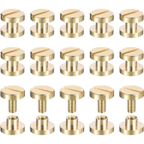 25Pack Vis Chicago En Laiton 3x8mm Tête Plate, Ton Laiton (1/5)
