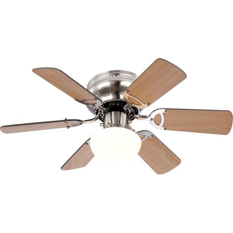 Ventilateur de plafond 76 cm hêtre / graphite – Moteur 50W – 3 vitesses – Éclairage E27 max 60W – Fonction été/hiver (1/5)