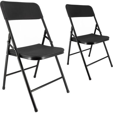 Chaises pliantes noires - Lot de 2 chaises pliables de jardin - Structure en Acier - 150 kg - Fêtes - réceptions - pique-nique (1/5)
