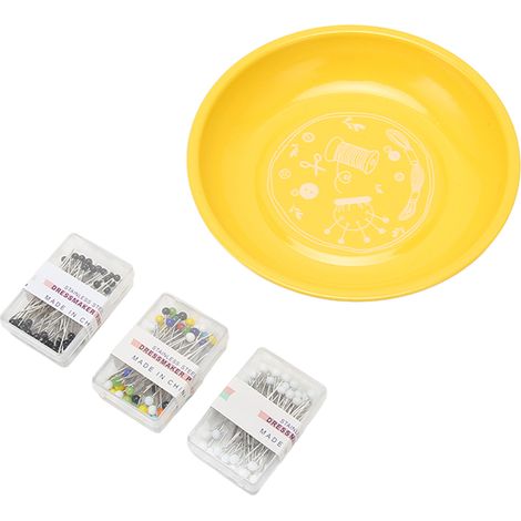 Outils de couture, bol de rangement magnétique coloré, porte-aiguilles, outil de rangement pour patchwork, épingle magnétique, plat (jaune) (1/5)