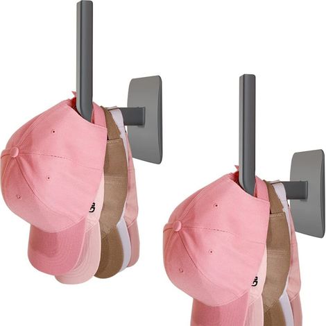(Gris, 2 pièces) Crochets de rangement pour chapeaux autocollants, aucun perçage requis, adaptés aux portes, placards, chambres et bureaux.