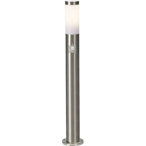 Lampadaire extérieur avec détecteur de mouvements – LED E27 10 W – Acier inoxydable – Indice de protection IP44 – Hauteur 80 cm – Brilliant