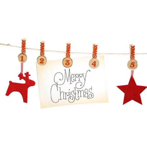 TrAdE Shop Traesio - Calendario Avvento Filo Ghirlanda Con Mollette Numero Decorazioni Natalizie - (1/3)