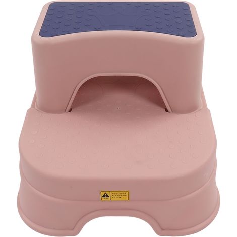 Tabouret escabeau double antidérapant, hauteur réglable, base élargie, ergonomique pour tout-petits, 2 niveaux détachables, rose et violet (1/5)