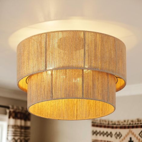Plafonnier bohème en corde de jute Ø45 cm – lampe de plafond en rotin à 3 ampoules au style panier, idéale pour salon, chambre, salle à manger et couloir – douille E27 (ampoules non incluses) (1/5)