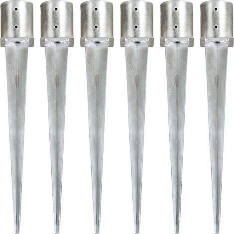 145434 vidaXL Ground Spikes 6 pcs Silver 12x91 cm Galvanised Steel (1/5)