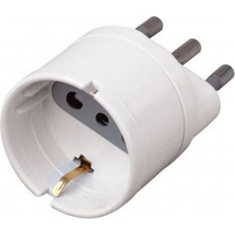 V-TAC Adapter mit 10A Bipasso/Schuko-Steckdose und 16A Stecker, Farbe Weiß