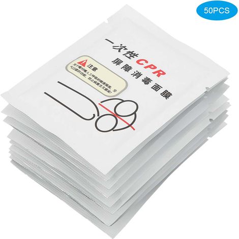 50 pièces lot Masque Bouche-à-Bouche Jetable Protection Faciale RCP pour Réanimation Respiratoire (1/5)