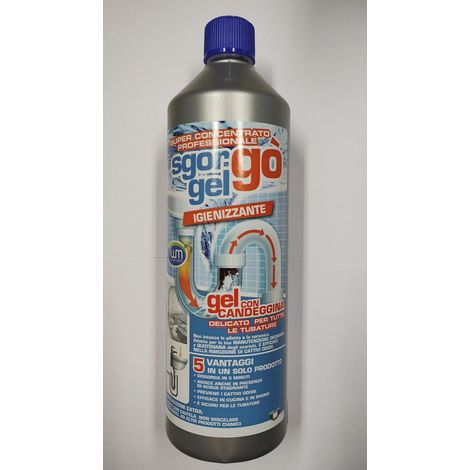 Sgorgò Gel  Disgorgante Disotturante Professionale per Scarichi Domestici  Made in Italy  1 Litro