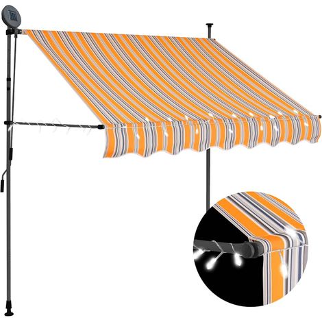 Auvent manuel rétractable avec LED-Store banne 100 cm Jaune et bleu (1/5)