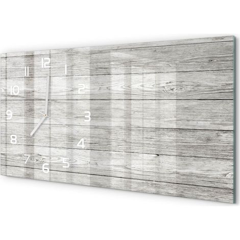 Horloge Murale Panoramique 60x30 cm en Verre Trempé Silencieuse Design Moderne Arrière-plan en bois (1/5)