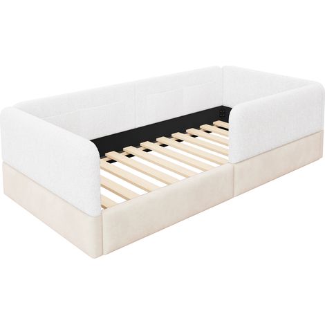 CAIziLit plateforme rembourré 90 x 200 cm avec barrière de sécurité, blanc (1/5)