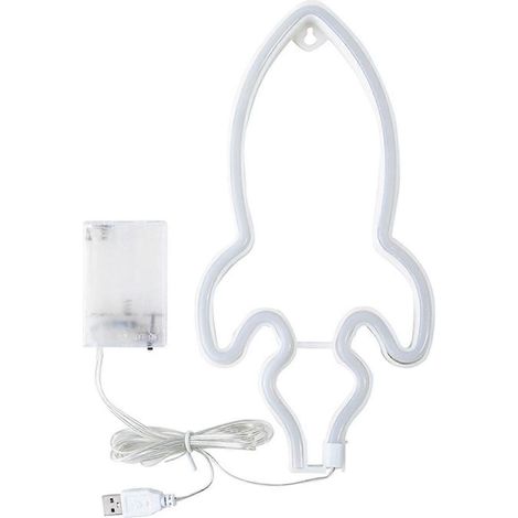 Enseigne lumineuse néon fusée, veilleuse LED spéciale, décoration murale, alimentation par piles ou USB, pour la maison, la chambre ou le bar. (1/5)