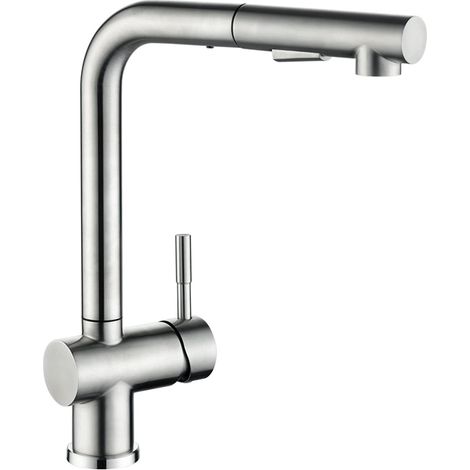 Grifo de cocina con rociador extraíble, cabezal de ducha retráctil, 2 chorros, giratorio 360°, grifo de acero inoxidable, apto para cocina y bar (1/4)