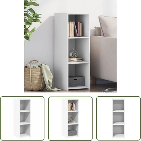 The Living Store Buffet blanc 30x41x93 cm bois d'ingénierie - Buffet Blanc - Meuble Rangement - Commode - Design Intemporel - Mobilier Salle À Manger (1/5)