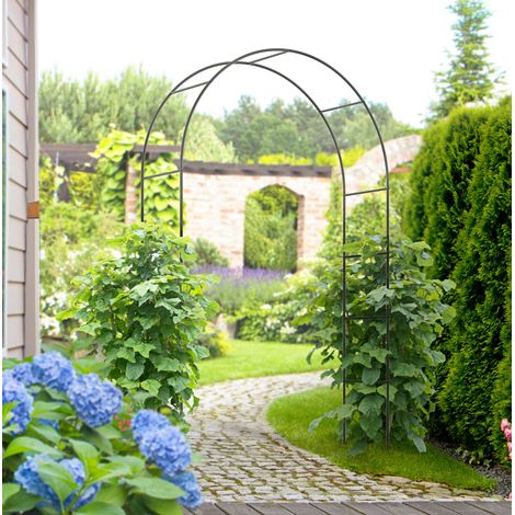 Arche de jardin 140x40x240 cm noire en métal thermolaqué avec piquets de sol (1/5)