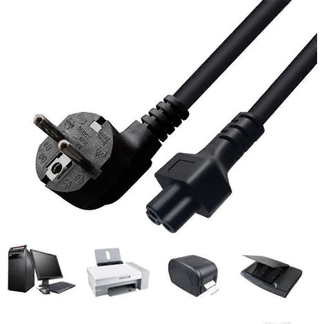 Câble d'alimentation pour moniteurs PC, fiche EU 2 broches 4,8 mm vers connecteur trèfle C5 (1/4)