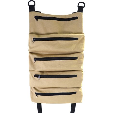 Sac à Outils Roulante, Sacs Porte Outils avec 5 Poches Zippées, Sac à Outils Portable 600D Oxford Robuste, Outil Auto Organizer Tool pour Electricien Plombier ou Mécanicien(kaki) (1/5)
