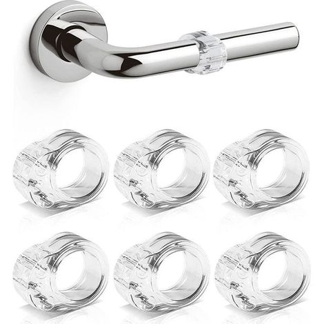 Kit de 6 protections transparentes en PVC pour poignées de porte – Anneaux amortisseurs anti-chocs, idéal pour portes intérieures et extérieures