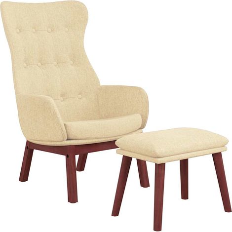Sillón de relax con taburete tela color crema vidaXL (1/4)