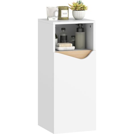 Armoire De Salle De Bain Étroit Armoire De Salle De Bain avec Verstellbaren Supports, ouvert Compartiment 30 x 30 x 71,5 cm Blanc (1/5)