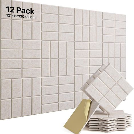 12 pièces de panneaux insonorisants, mousse insonorisante haute densité, panneaux autocollants pour murs, portes, plafonds, bureaux à domicile (1/5)