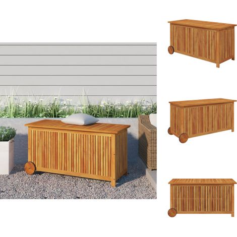 Gartenboxen - Living Gartentruhe mit Rollen 113x50x58 cm Massivholz Akazie (1/5)
