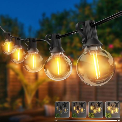 Guirlande Lumineuse Extérieur Dimmer&Minuterie, G40 LED Guirlande Guinguette, Guirlande Ampoules avec Étanche pour Jardin Terrasse Mariage Fête Balcon Noël(Blanc Chaud) (1/5)