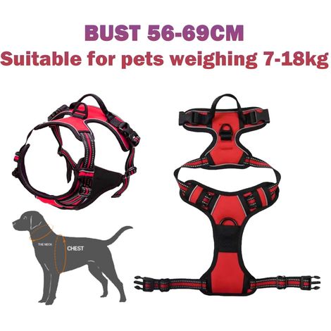 Harnais pour chien réglable et confortable avec bandes réfléchissantes de sécurité