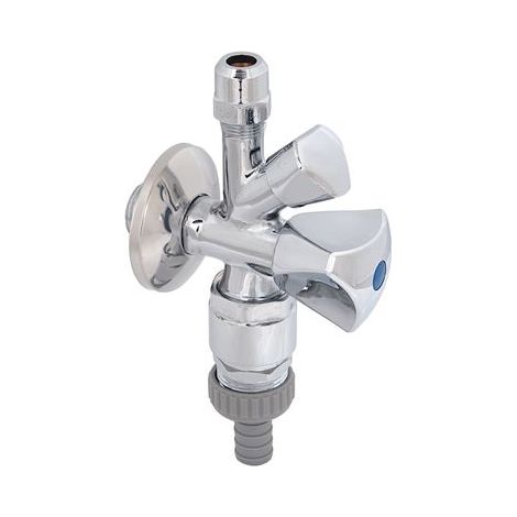 Robinet d'arrêt d'angle combiné JS, auto-étanche RB, SV, écrou 3 pans, 1/2", poli chromé (1/3)