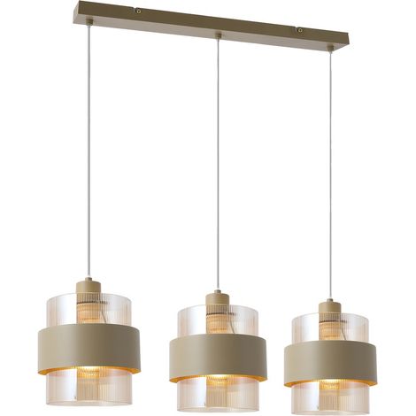 Suspension moderne beige barre 75 cm 3xE27 cylindres (1/5)