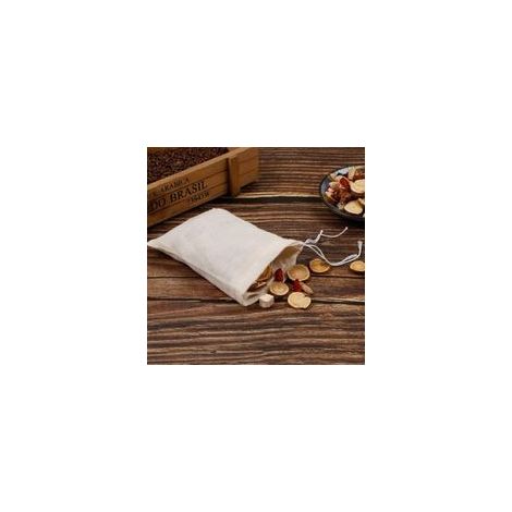 Lot de 50 petits sacs réutilisables en mousseline de coton avec cordon de serrage, pour café, thé, herbes, épices, savon 12 x 8 cm (1/3)