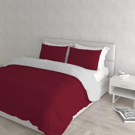 Housse de Couette Natural Colour, Bordeaux/Gris Clair, 2 Places (1/5)