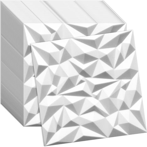 3D Wandpaneel Polystyrol - Weiß - 50x50 cm - 24 Stück - Modernes Design - Einfache Montage, Wand- & Deckenverkleidung