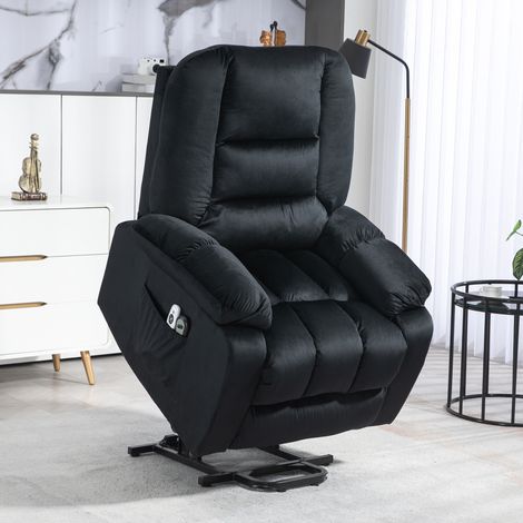 Fauteuil releveur électrique fauteuil de relaxation inclinable 8 points de massage vibrants 85 x 94 x 107 cm noir (1/5)