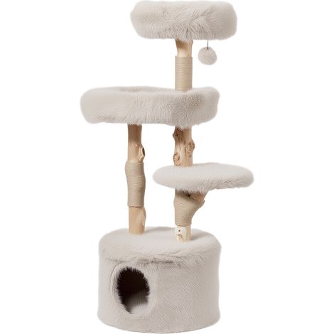 Fudajo Forest Tree Árbol rascador de 137 cm, con aspecto de madera natural, árbol para gatos con casita, cama y pelota de juego (1/5)