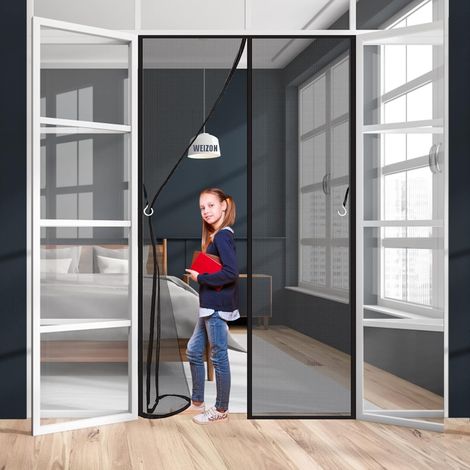 Magnétique Moustiquaire 110 x 260 cm Rideau de Anti-Insectes Fermeture Automatique Sans Perçage Garde l'Air Frais à l’Intérieur et les Insectes à l'Extérieur - Noir A (1/5)