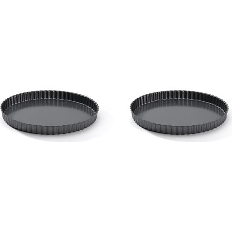 Lot de 2 Moule à tarte, Acier antiadhésif, Fond fixe, Bord droit, Pour four domestique (1/5)