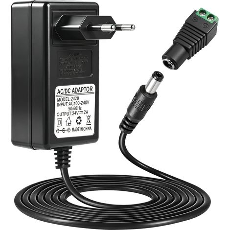 24V 2A Alimentation Chargeur 5.52.5mm avec LED Adaptateur pour Bandes LED (1/5)