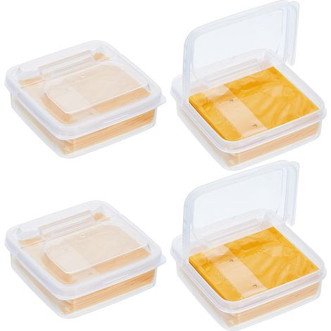 4 Mini contenants à fromage de 3,9 pouces pour le stockage des tranches de réfrigérateur avec couvercle réfrigérateur (1/5)