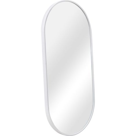 Espejo de pared para el baño Corato aluminio elíptica 40 x 80 cm blanco [en.casa] (1/5)